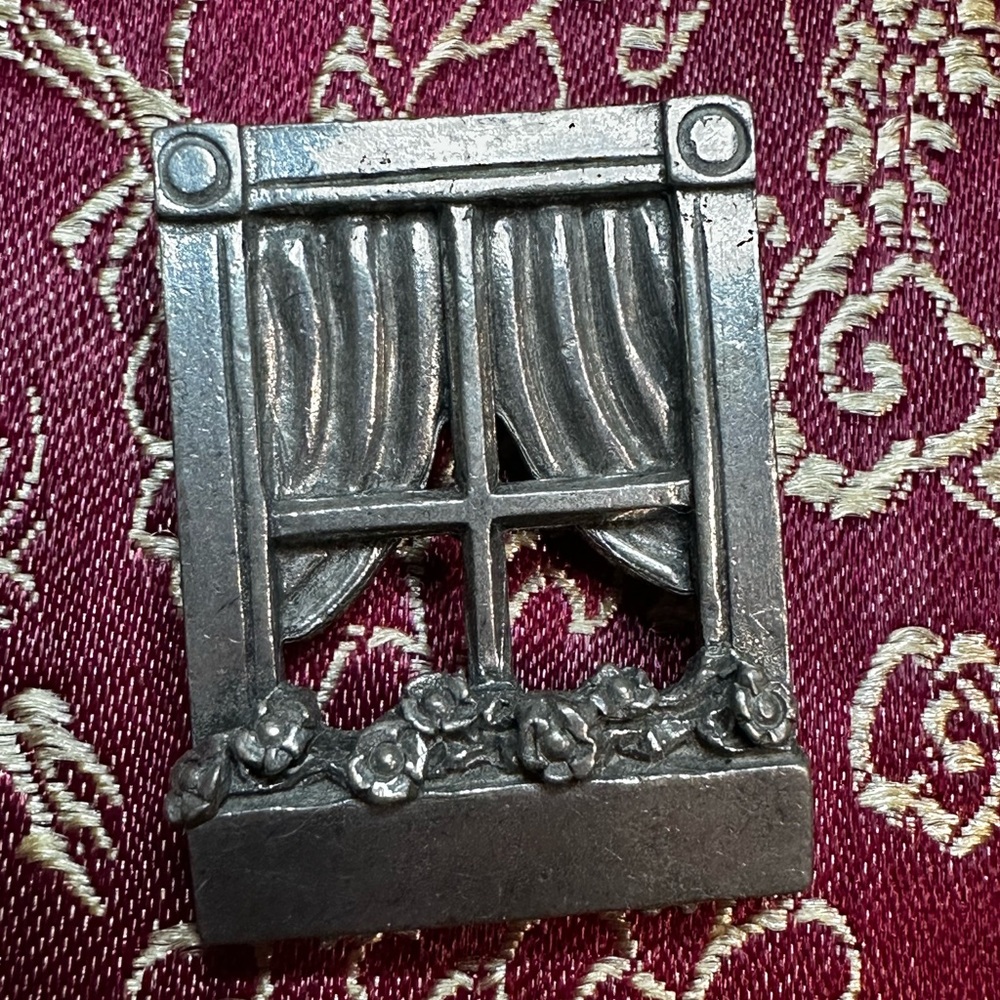 Vintage Pewter Window Brooch